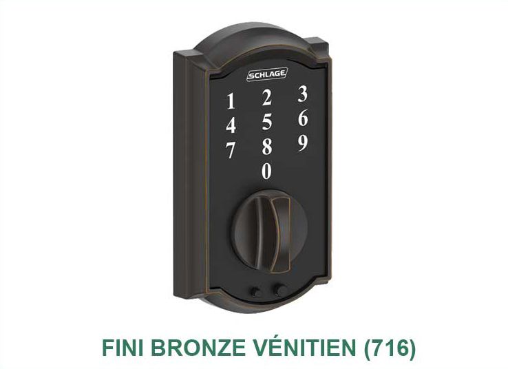 Une photo d'une serrure de porte sur laquelle est écrit fini bronze vénitien ( 716 )