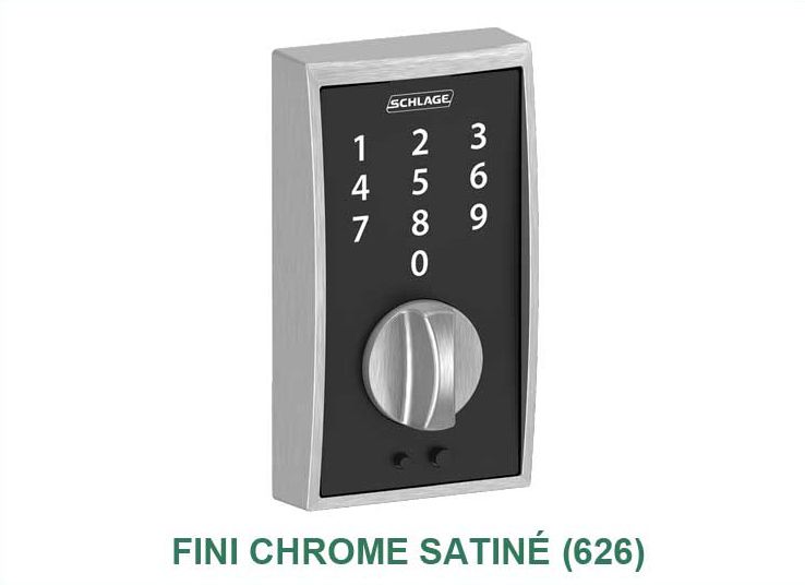 Une photo d'une serrure de porte numérique en chrome satiné