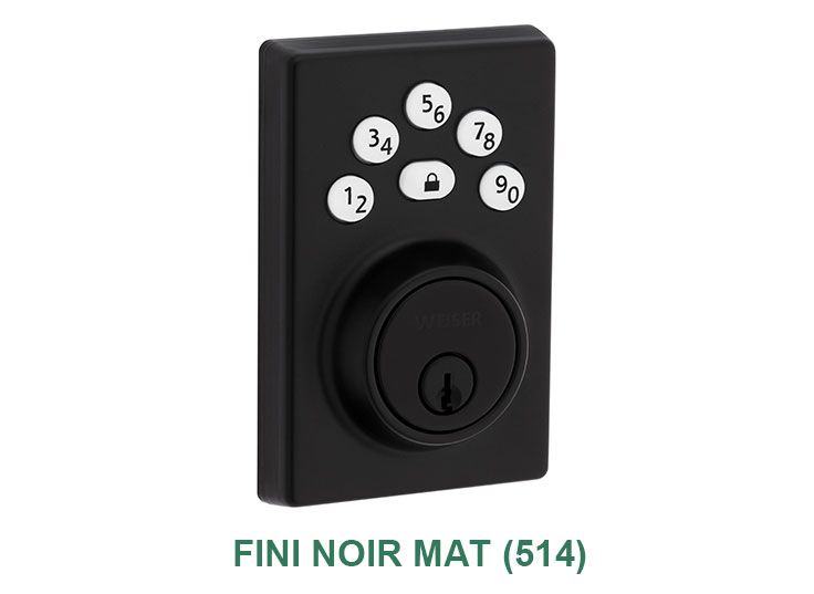 Une serrure de porte noire avec des chiffres blancs dessus