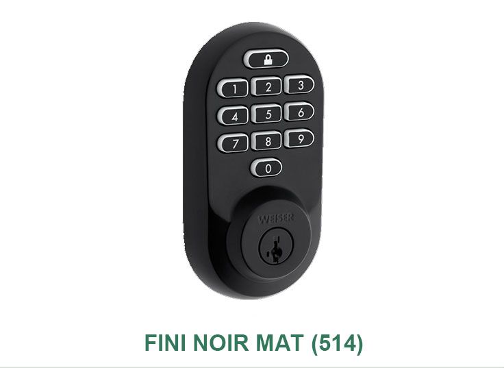 Une serrure de porte noire avec une télécommande dessus.