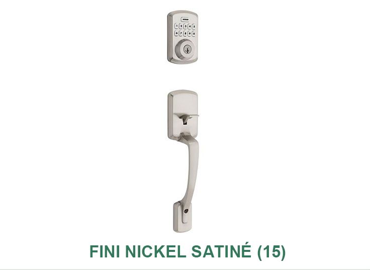 Une photo d'une poignée de porte et d'une serrure en nickel satiné