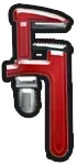 Red pipe wrench icon with black border.