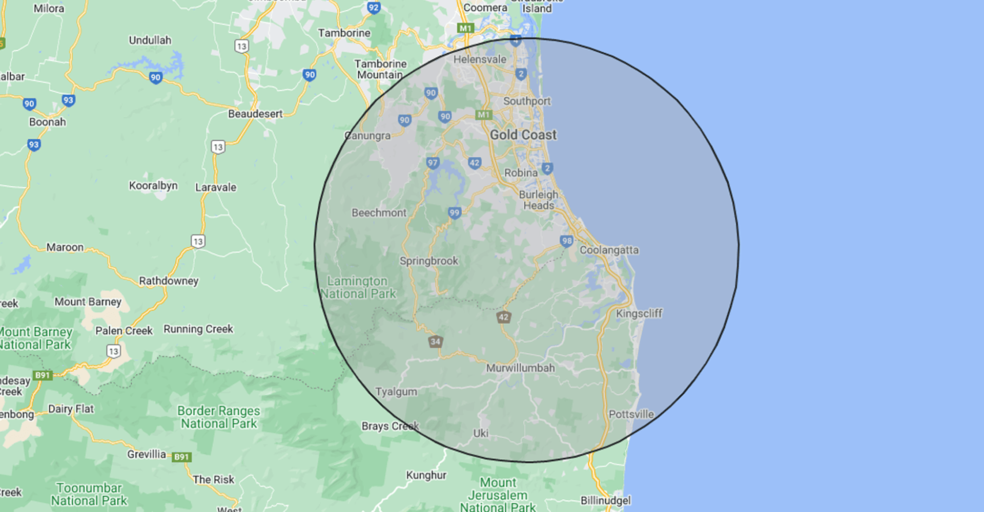 Map — Gold Coast QLD — Pitbull Plumbing