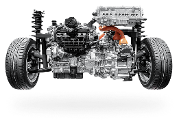 Cutaway view of a car chassis showing suspension, engine, and drivetrain components | Gil's Auto & Truck Repair