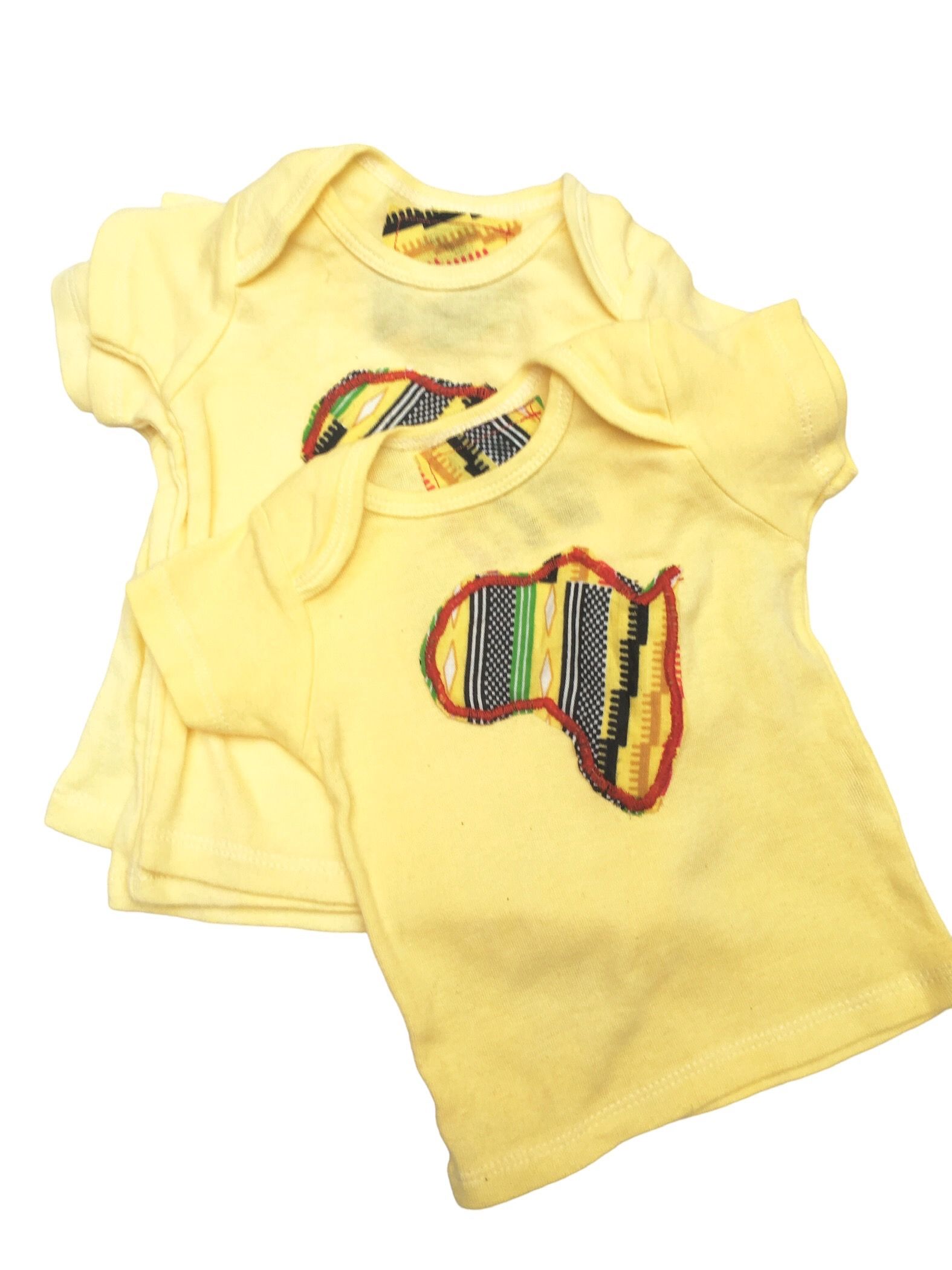 Yellow Bodysuit with Kente African Shape Embroidered T-Shirt