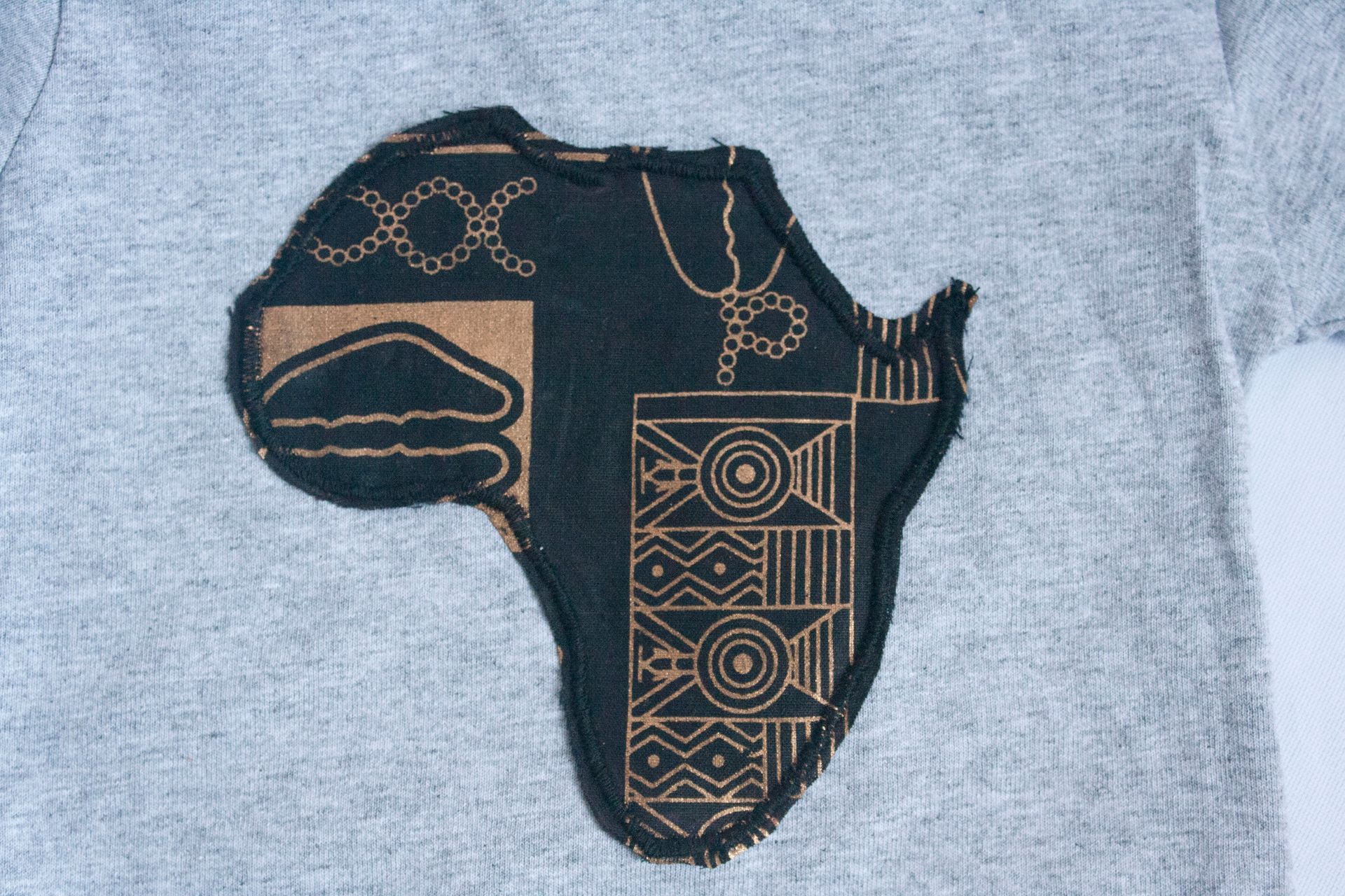 Unisex Grey with Black/ Metallic Gold Africa T-Shirt