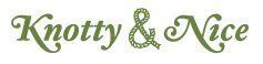 A logo for knotty & nice with a rope in the middle.