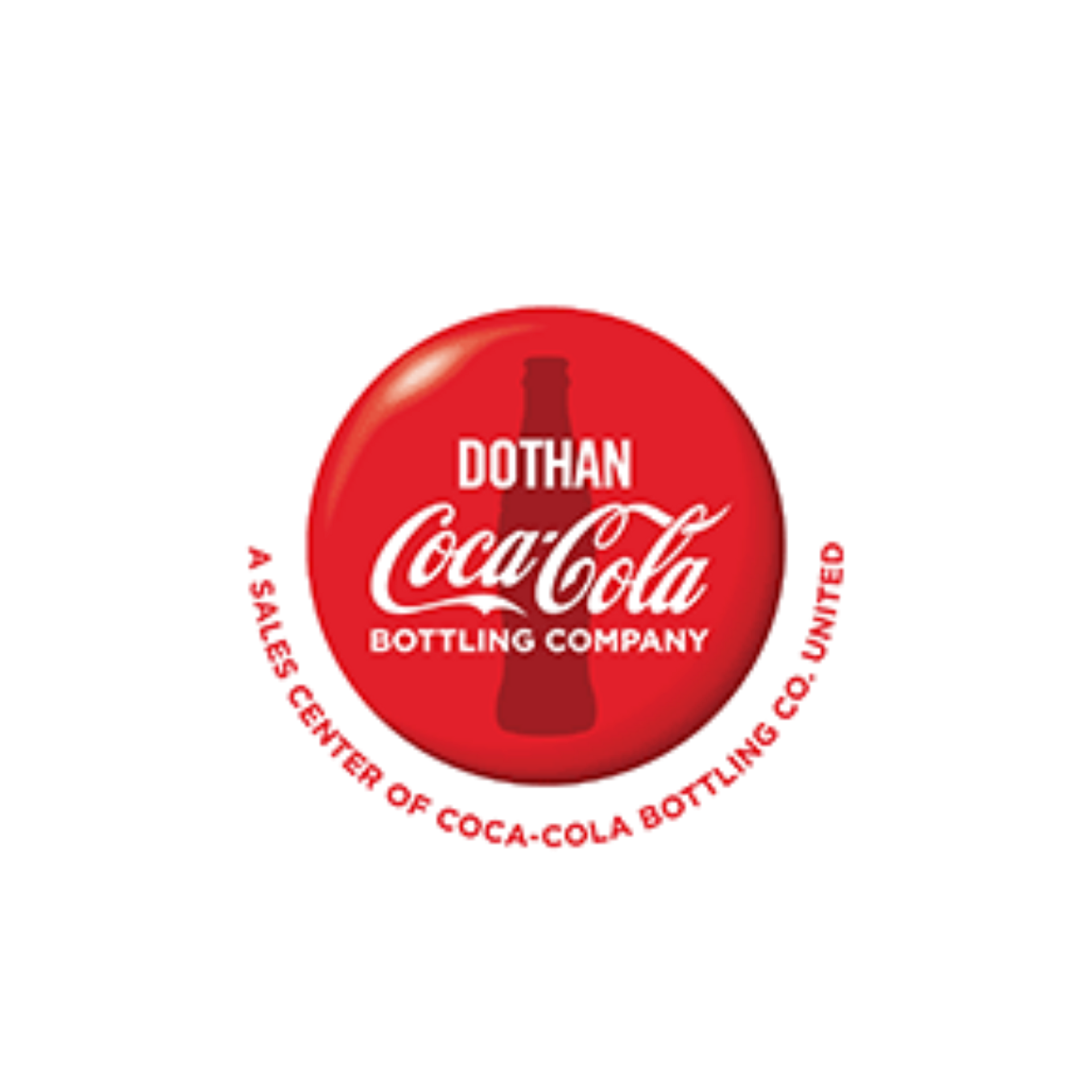 Red Coca-Cola bottling company logo for Dothan with “A Sales Center of Coca-Cola Bottling Co. United” text