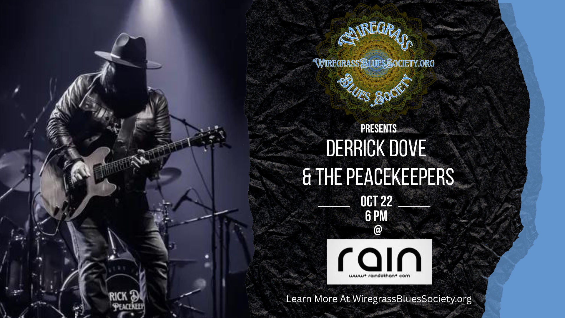 Wiregrass Blues Society october monthly gathering featuring Derrick Dove and the Peacekeepers