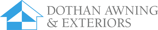 Dothan Awning & Exteriors logo with blue house roof icon and gray text