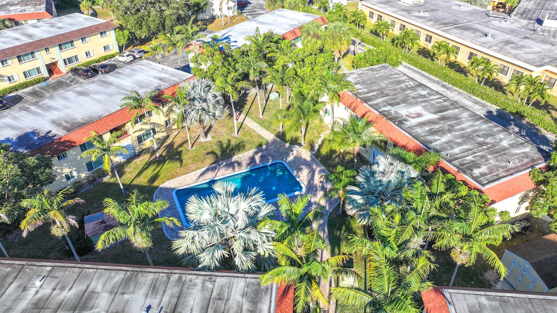 Photo of the apartment complex seen from a bird's eye point of view