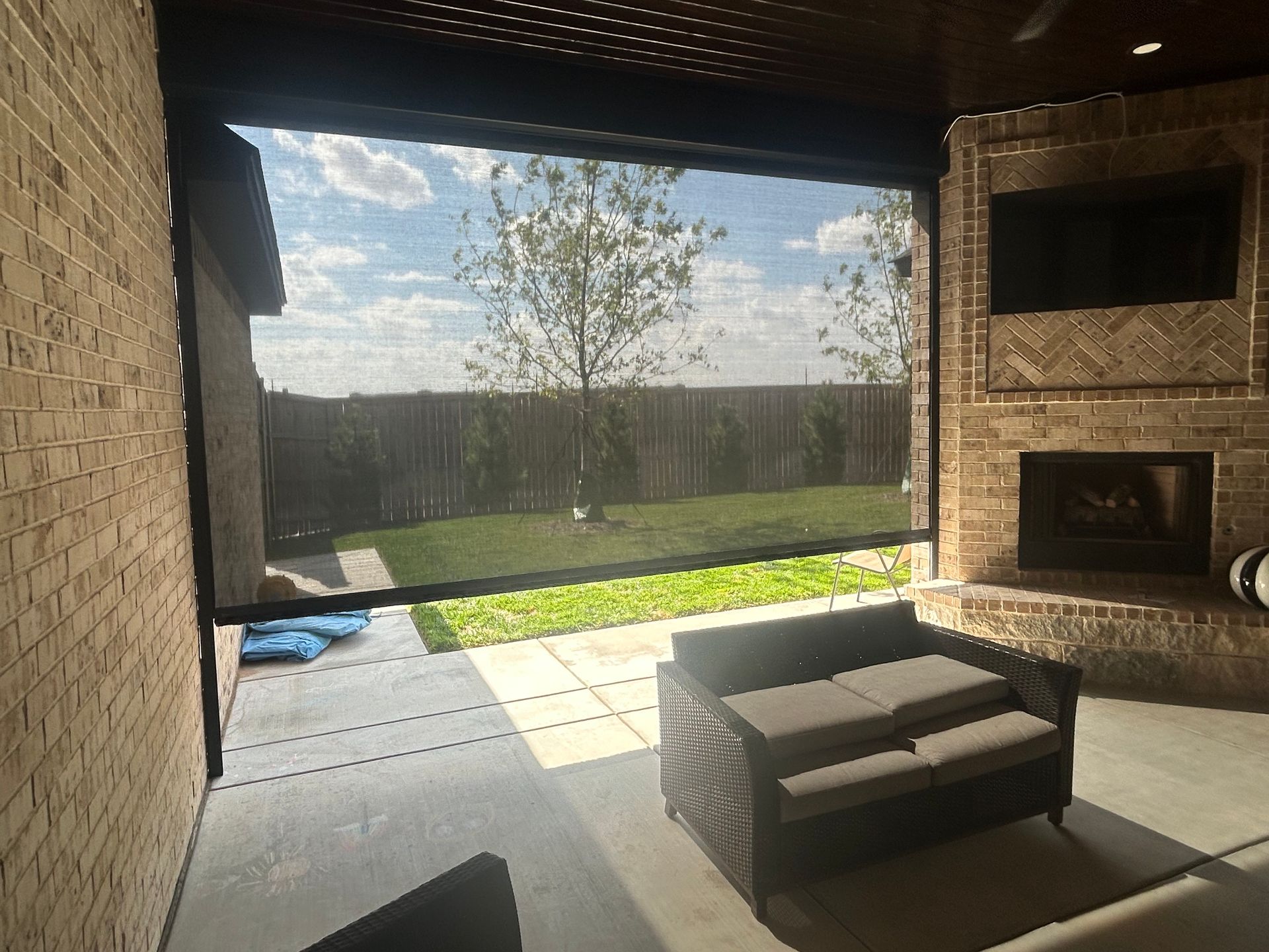 Motorized patio shade installation in Amarillo, TX Motorized patio shade installation in Amarillo, TX
