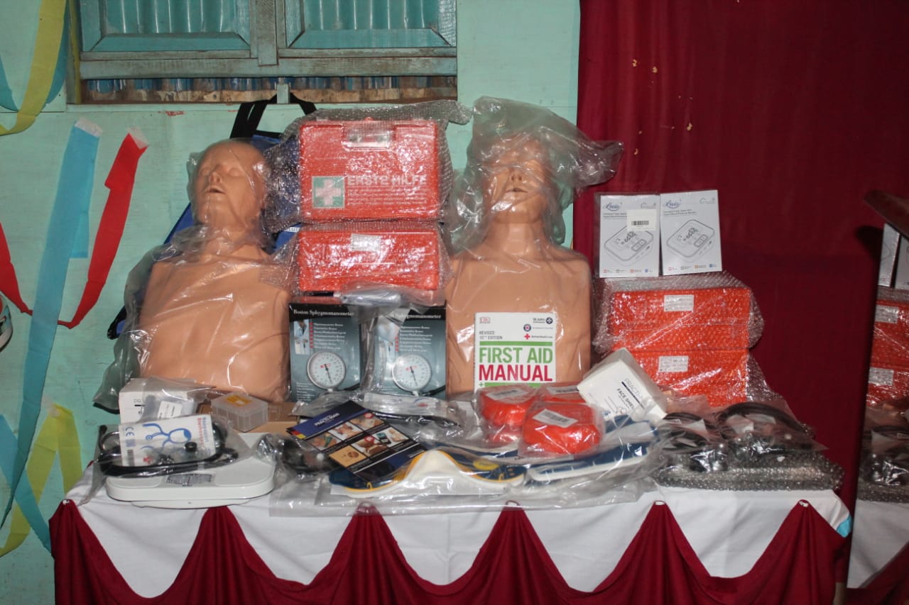 A table with a bunch of medical equipment on it