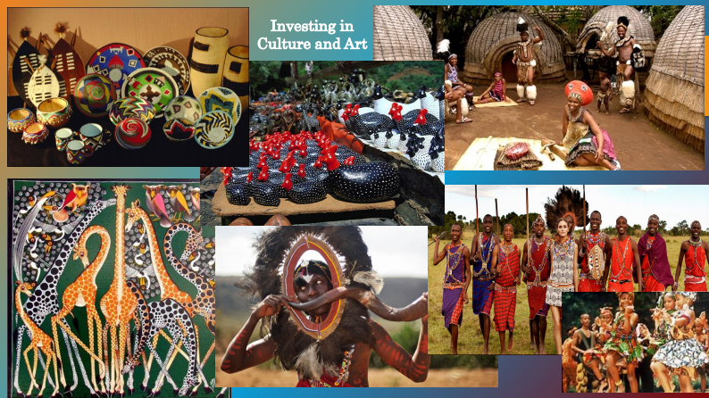 A collage of images of african culture and art