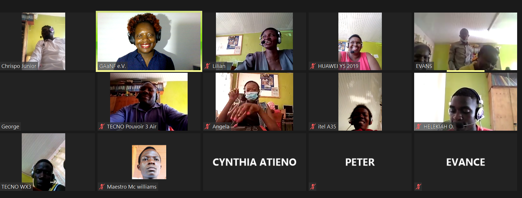 A group of people are having a video call on a computer screen.