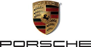 The logo for porsche is a shield with a horse on it.