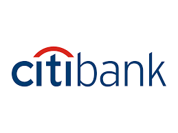 The logo for citibank is blue and red on a white background.