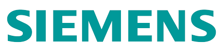The siemens logo is blue and white on a white background.