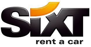 The sixt rent a car logo is black and orange.