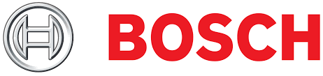 A close up of a bosch logo on a white background