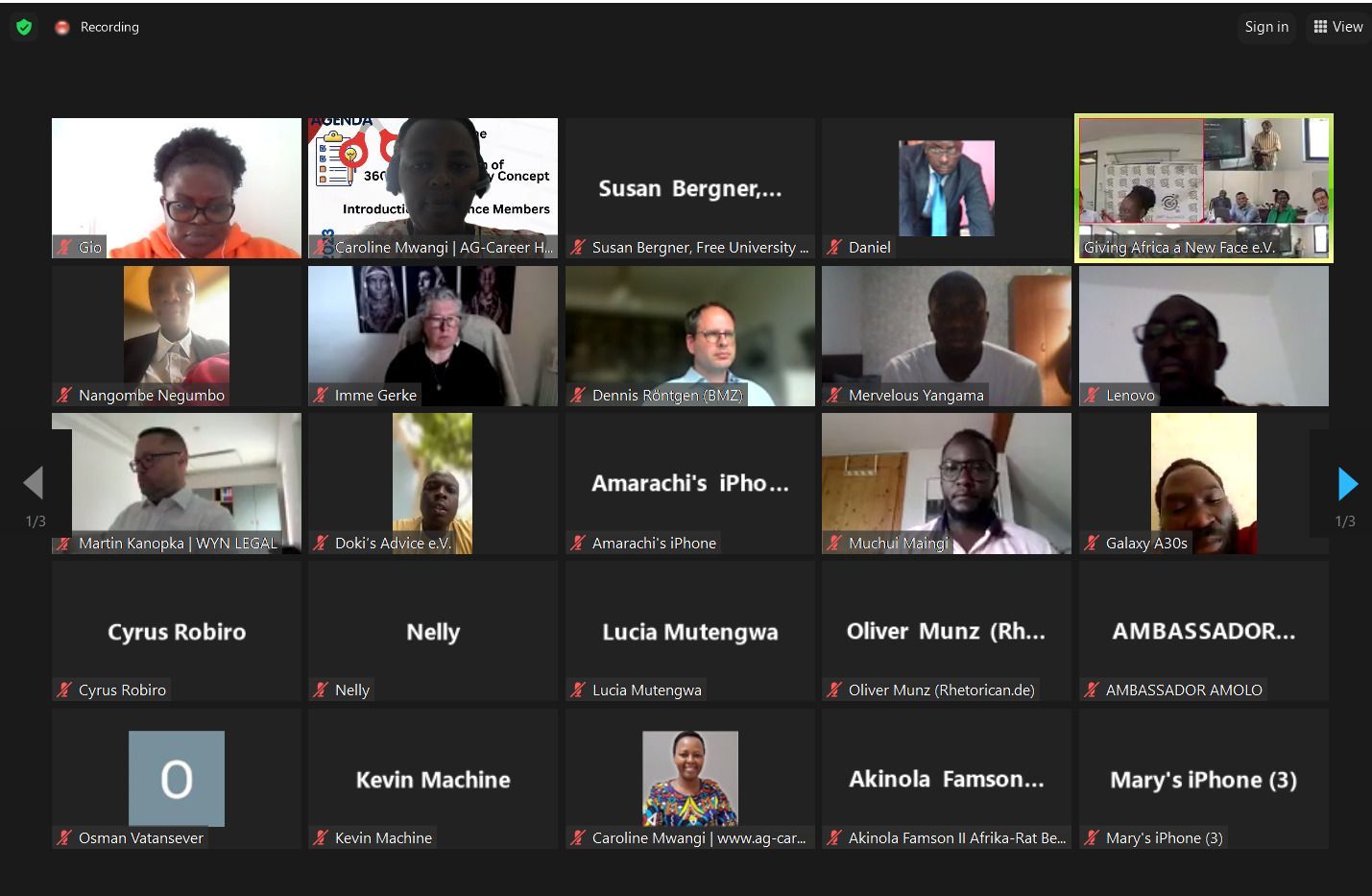 A group of people are having a video call on a computer screen.