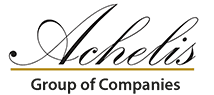 The achelis group of companies logo is black and gold on a white background.