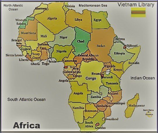 A map of africa with vietnam library in the corner