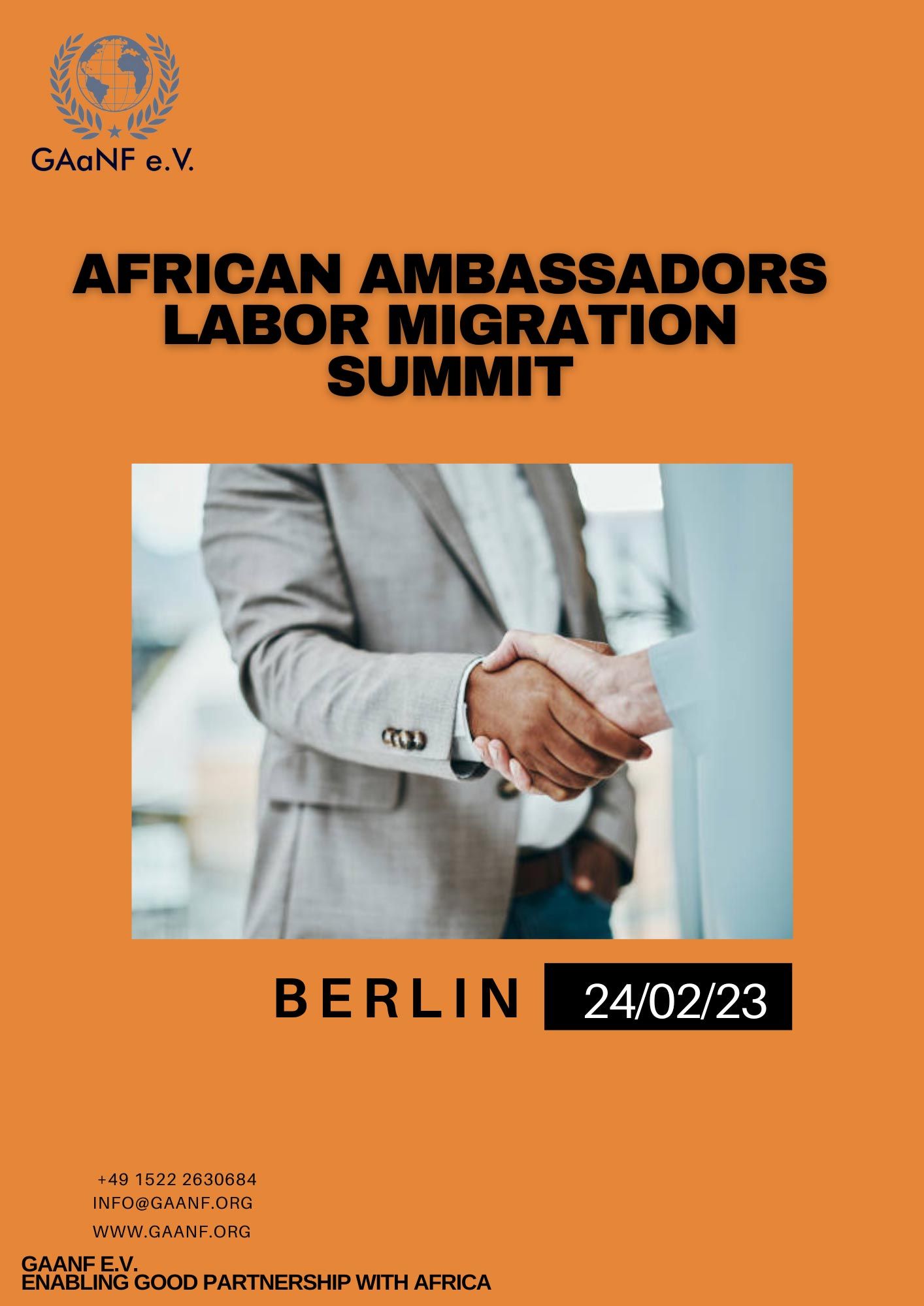 A poster for the african ambassadors labor migration summit in berlin