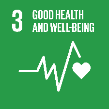 A green background with a heartbeat and the words `` good health and well-being ''.