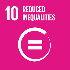 A pink background with the words `` reduced inequalities '' and a white equal sign in a circle.