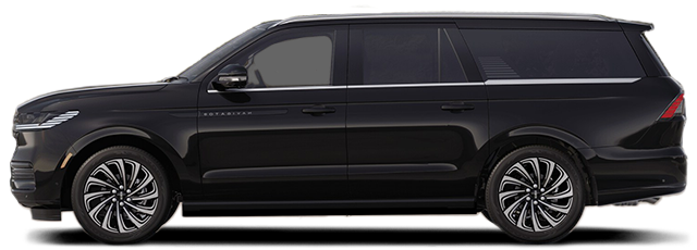 A black ford expedition is shown from the side on a white background.