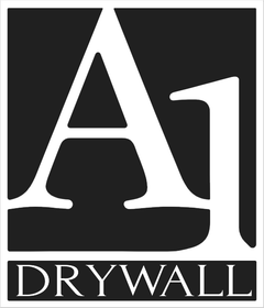A black and white logo for a drywall company