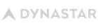 Un logotipo gris para una empresa llamada Dynastar sobre un fondo blanco.