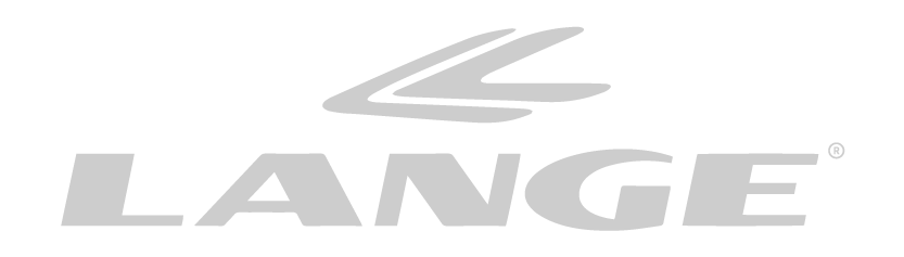 Un logotipo gris para Lange con una mano sobre un fondo blanco.