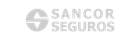 Un logotipo en blanco y negro para sancor seguros sobre un fondo blanco.