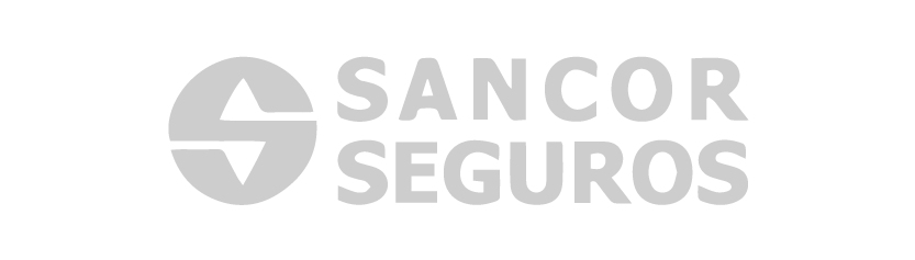 Un logotipo en blanco y negro para sancor seguros sobre un fondo blanco.