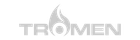 Un logotipo en blanco y negro para tromen con una llama en el medio.