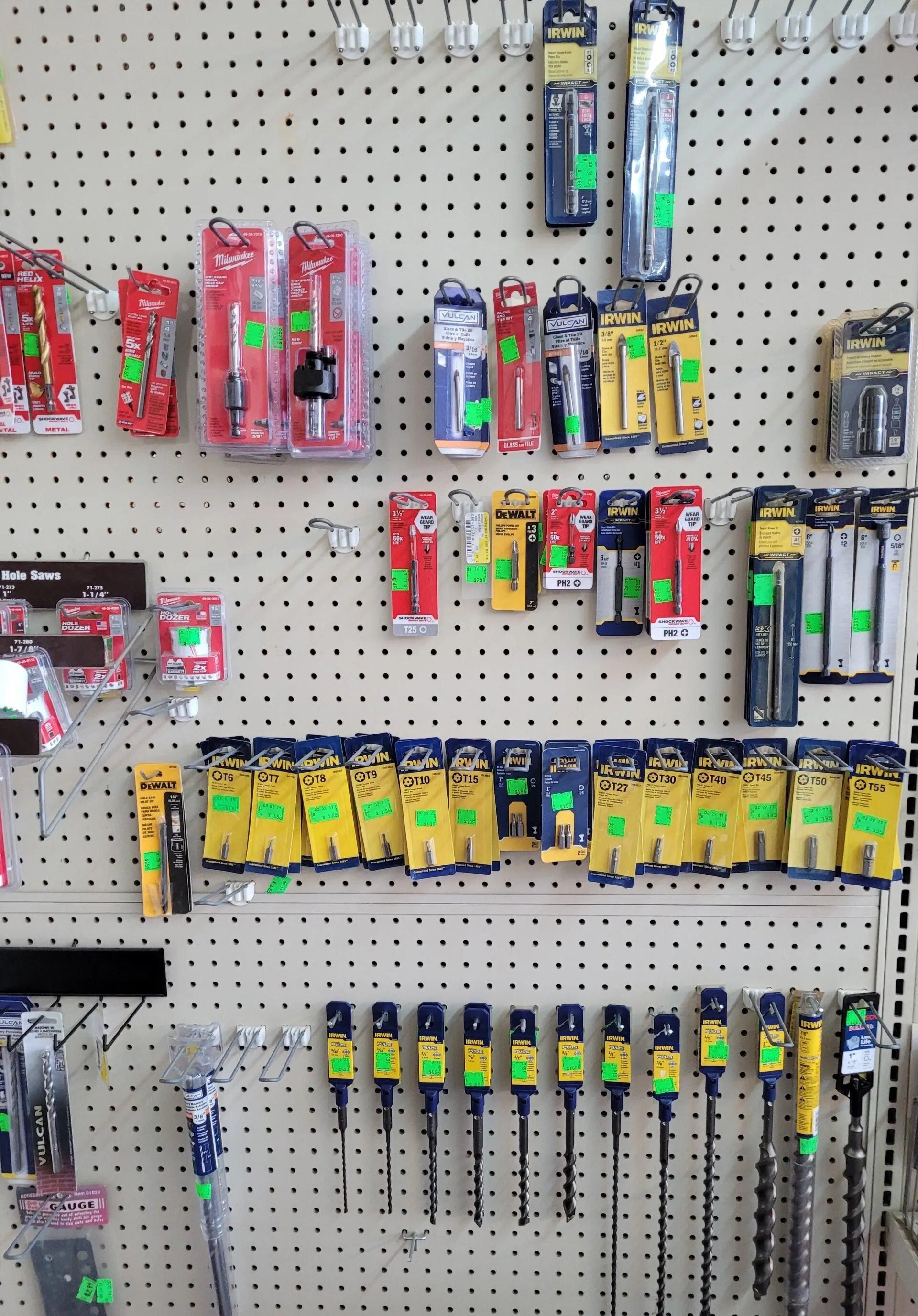 Wall With a Bunch of Tools on It — Hattiesburg, MS — McElhaney Plumbing & Hardware Inc