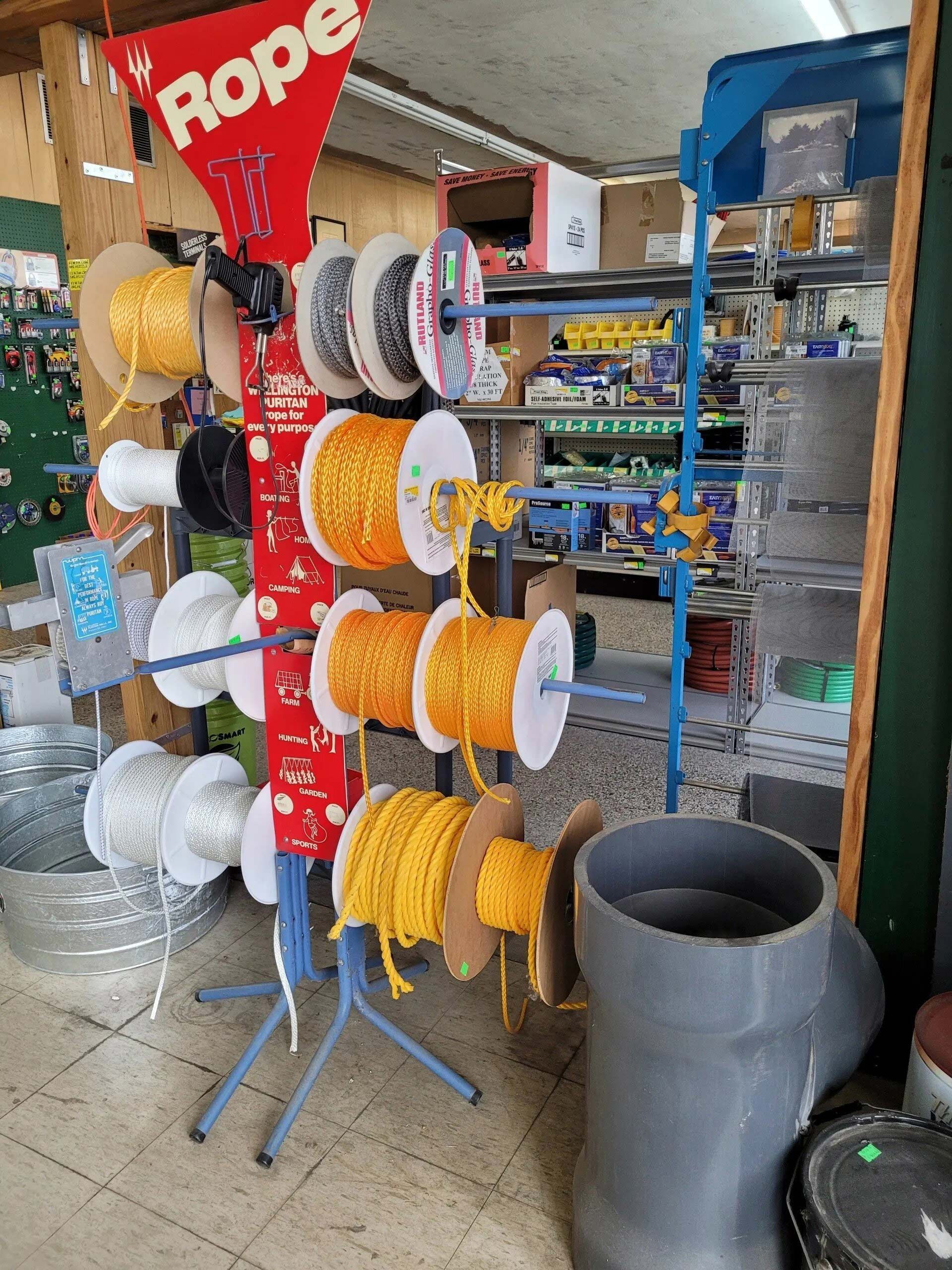 Display of Ropes and Pipes in a Store — Hattiesburg, MS — McElhaney Plumbing & Hardware Inc