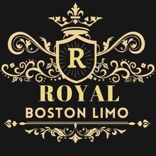 The logo for royal boston limo has a shield with a crown on it.