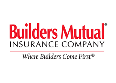 Builders Mutual Insurance Company logo. Red text on white background with tagline