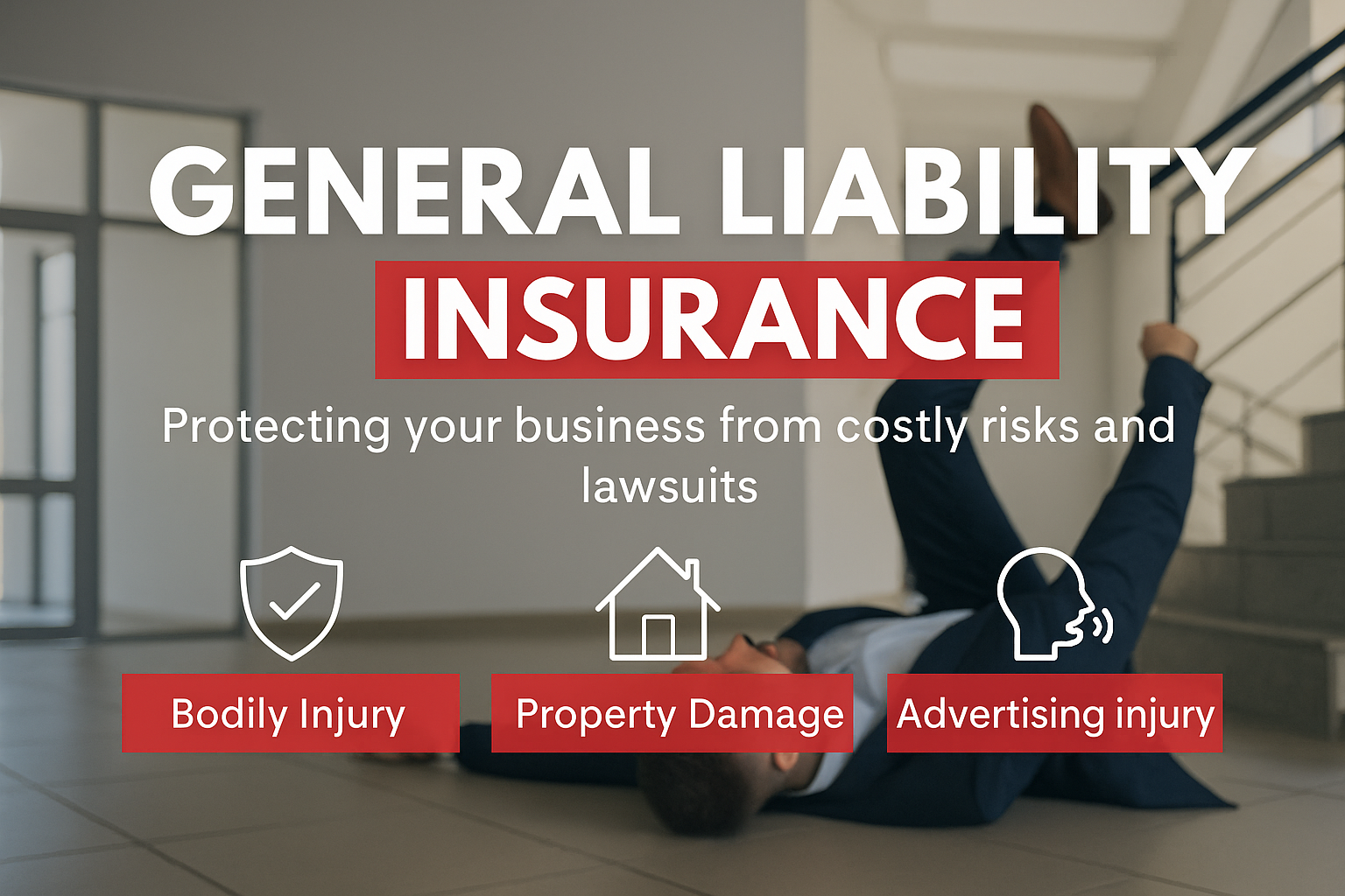 General liability insurance Charlotte NC graphic showing coverage for small businesses.