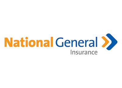 National General Insurance logo with orange and blue text and a blue right-facing arrow.
