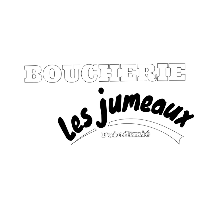 Un logo noir et blanc pour une boucherie appelée les jumeaux.