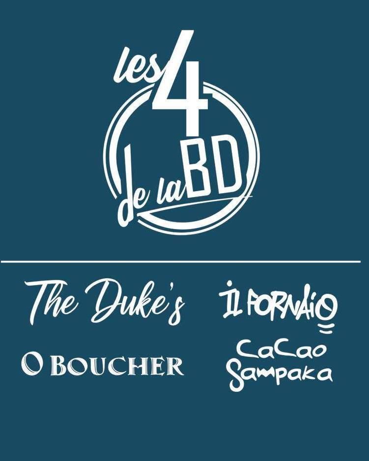 logo for les 4 de la bd the duke 's il fornaio et O'boucher Cacao sampaca