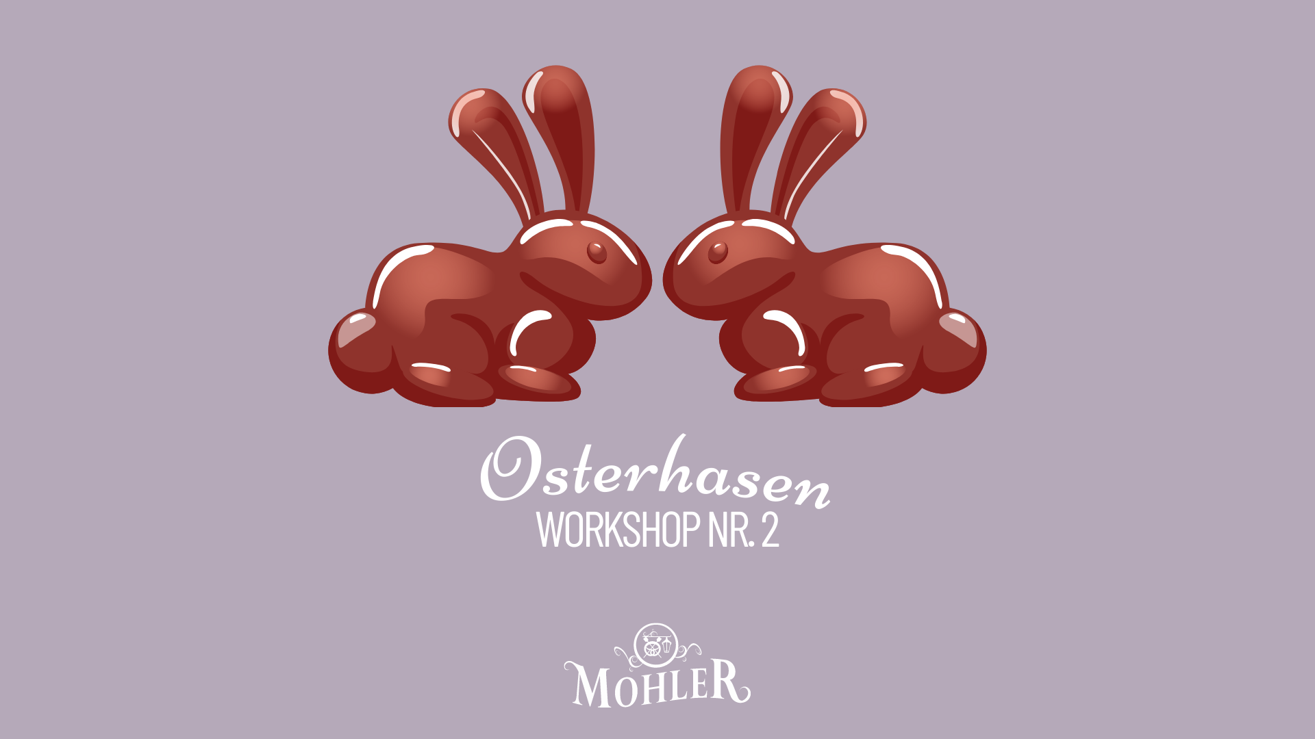 Konditorei Mohler Grafik Osterhasenworkshop mit zwei Hasen