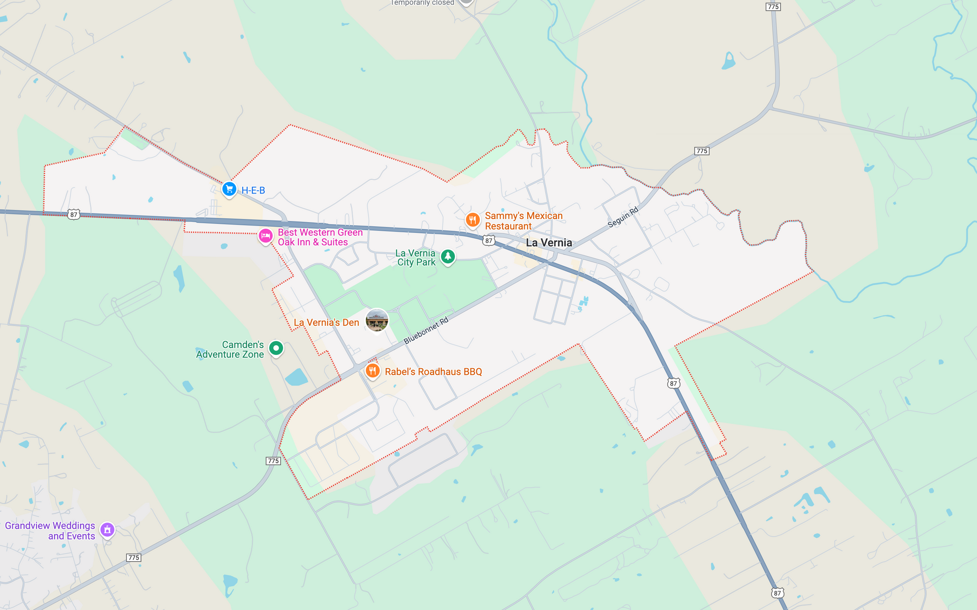 A map of a city with a lot of roads and buildings