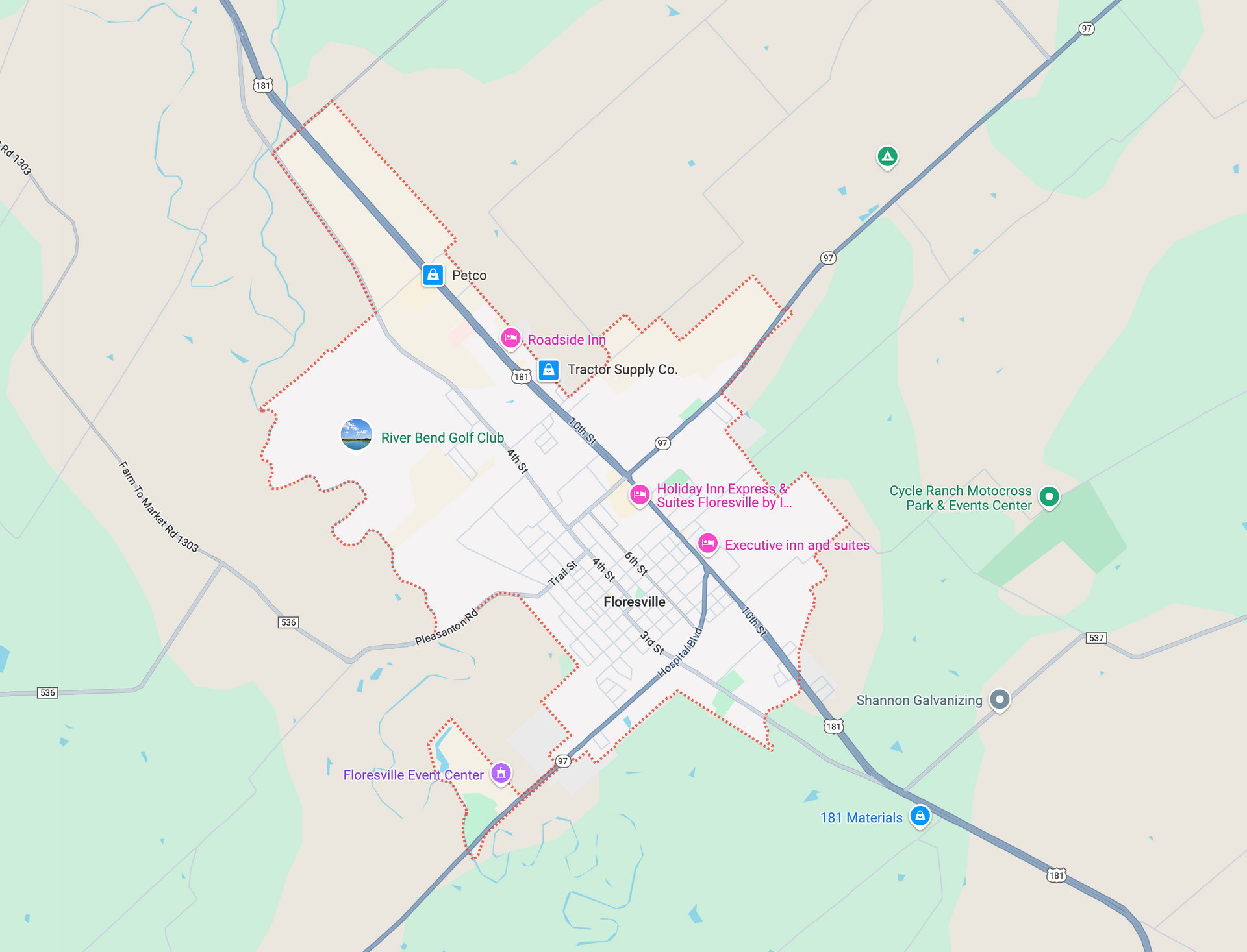 A map of a city with a lot of roads and buildings