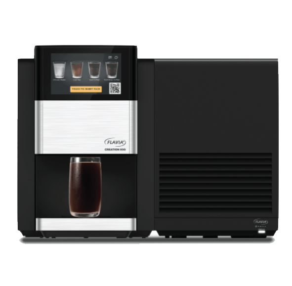 Flavia C600 w/ Chiller
he FLAVIA® CREATION 600 was designed to create better breaks. With the C600, you can craft a variety of drink options that meet the needs of every moment while smart technology makes managing office beverages a breeze. Whether it’s soothing hot or frothy drinks for heads-down work, or refreshing cold drinks* that put a little pep in meeting prep—there’s something to put a smile on the face of every coffee connoisseur, latte lover, and iced tea queen to help fuel a wonderful day.