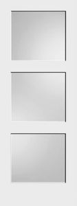 White door with three square panels.